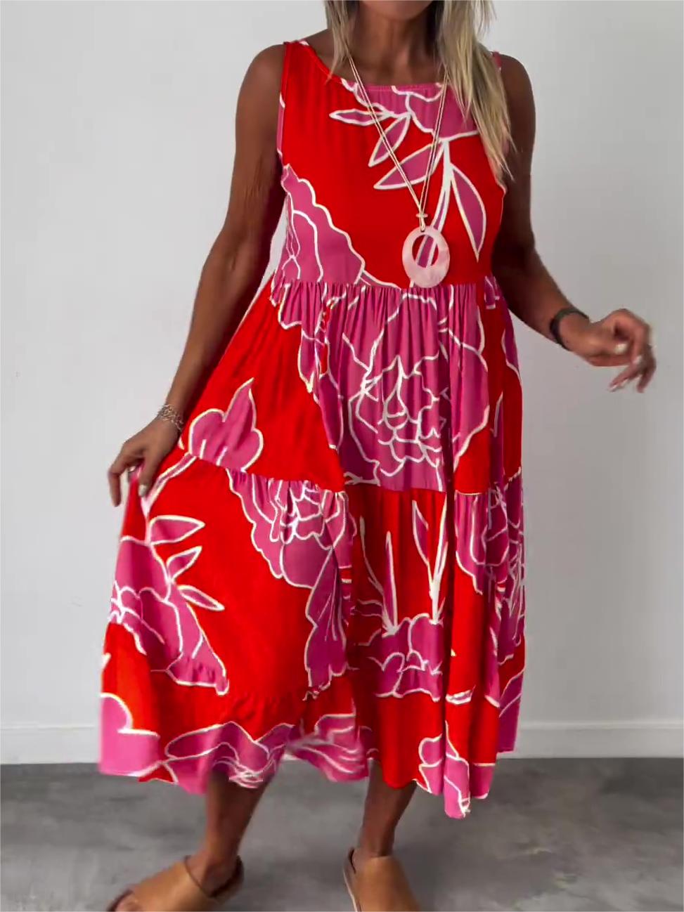 Schulterfreies Kleid mit Print