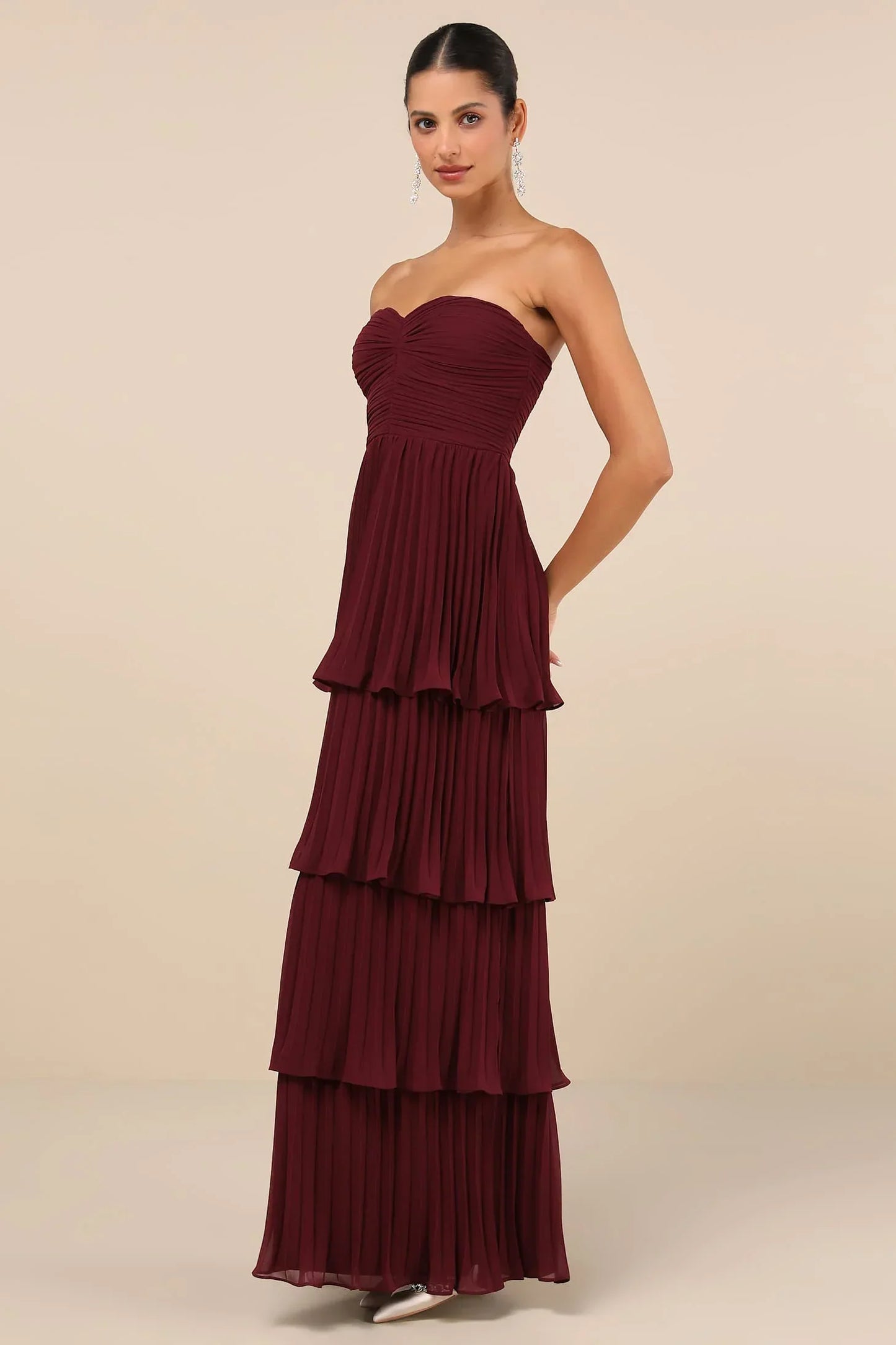 Olivia Strapless Plum Maxi Dress