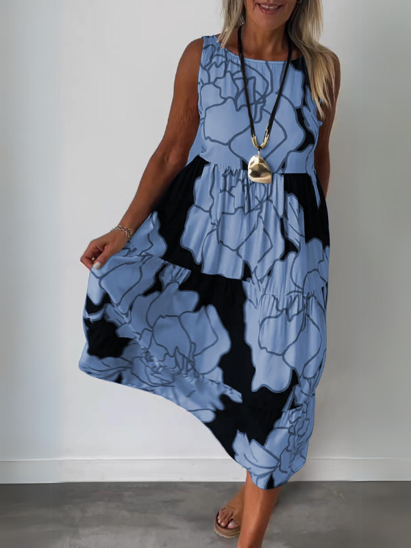 Schulterfreies Kleid mit Print