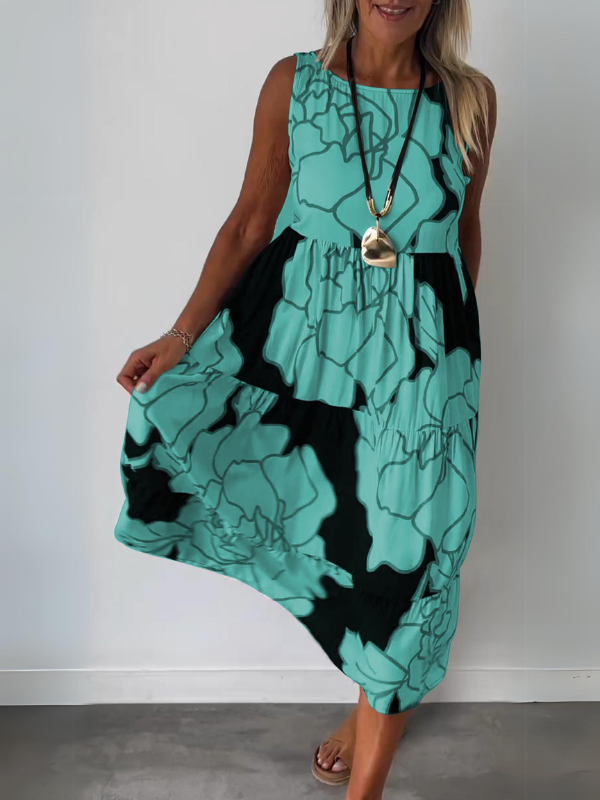 Schulterfreies Kleid mit Print