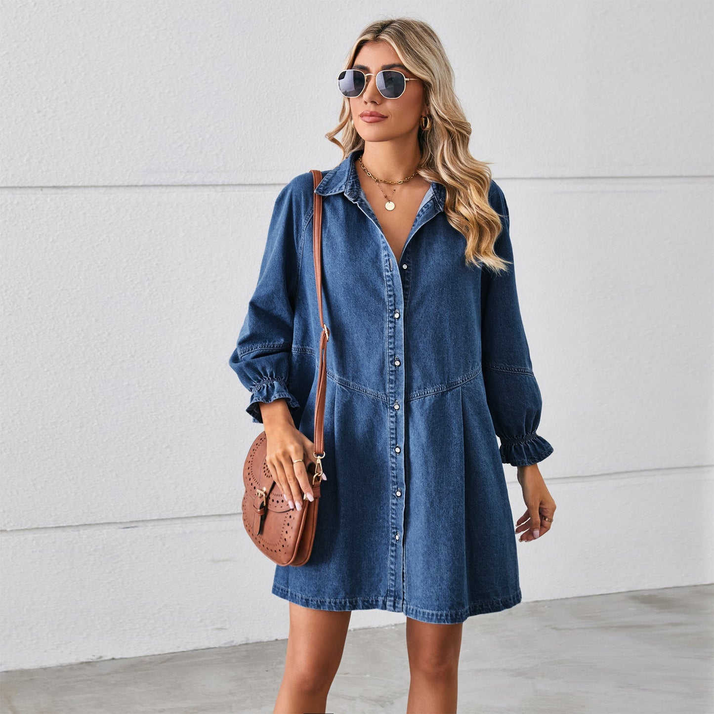 Denim Dream Kleid mit Puffärmeln