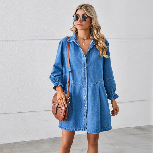 Denim Dream Kleid mit Puffärmeln